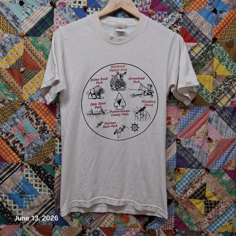 Pottawattamie County Parks Nature T Shirt White Hitchcock Botna Bend Bison M